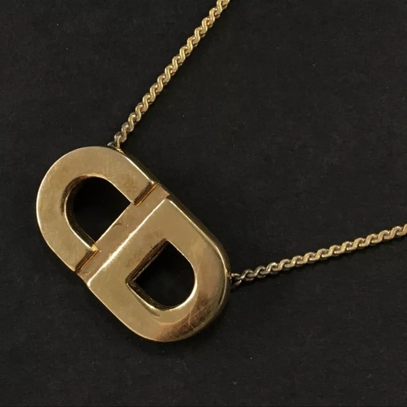 AUTH Christian Dior CD Logo Gold Plated Necklace - Picture 1 of 5